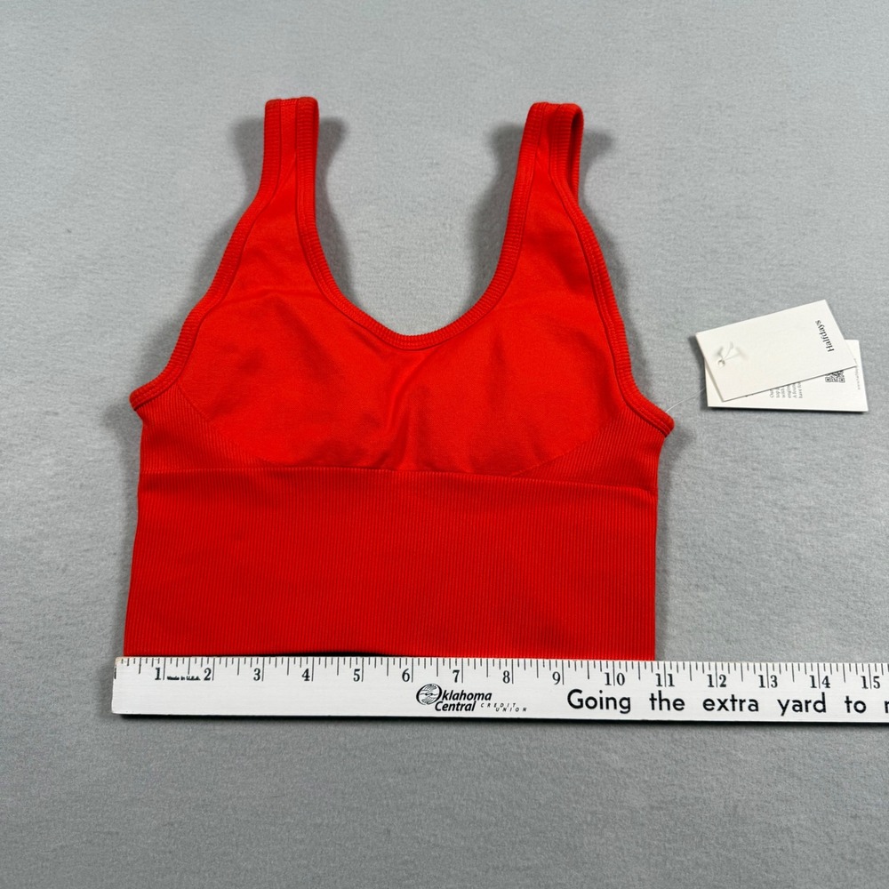 Halfdays Womens XS Paradis Seamless Bra Top Orange Red Ribbed Longline Yoga - Picture 6 of 7
